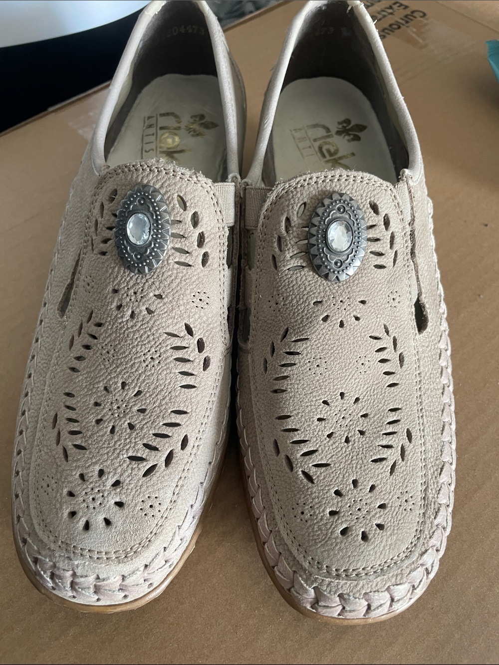 Rieker Antistress Slip-On Shoes in Beige - Size 38